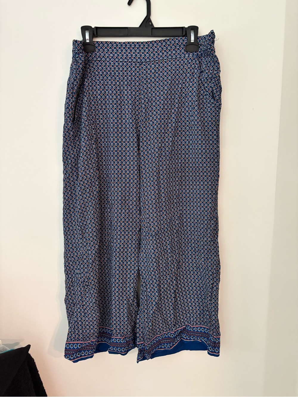 Max Studio Navy Blue Printed Wide Leg Pants